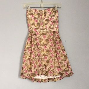 Strapless Floral Homecoming Dress